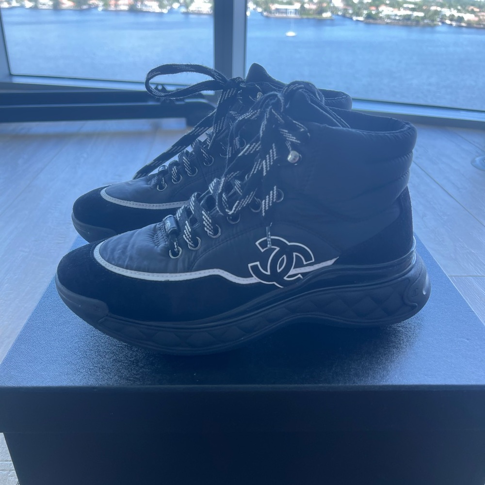 Black Chanel Hi-Top Sneakers